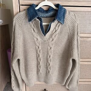 Beige Cable Knit Sweater